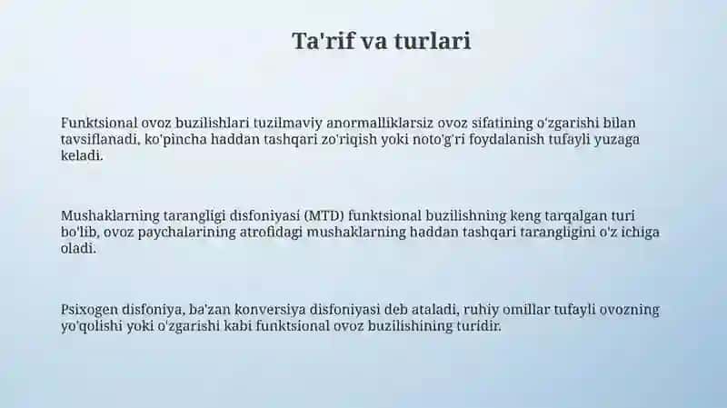 Funktsional ovoz buzilishlari 3