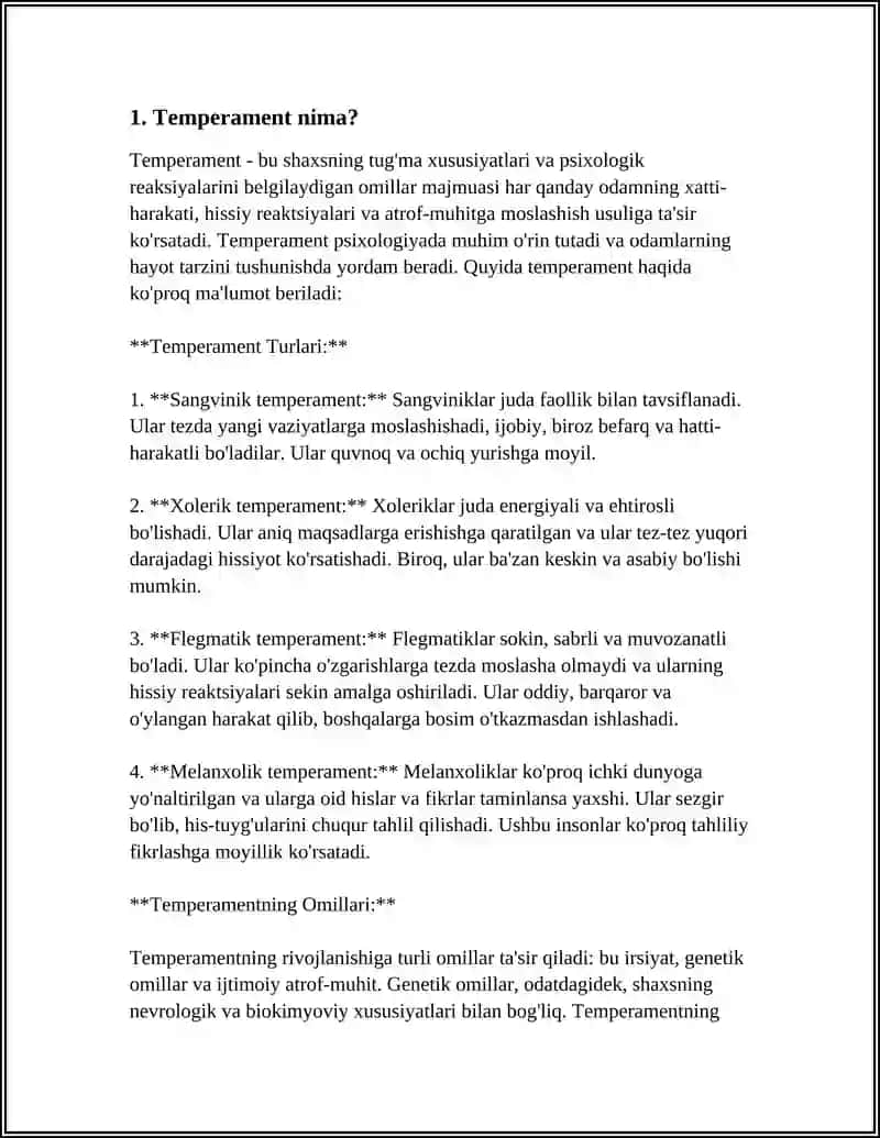 TEMPERAMENT - SHAXS TUZILMASI SIFATIDA 3