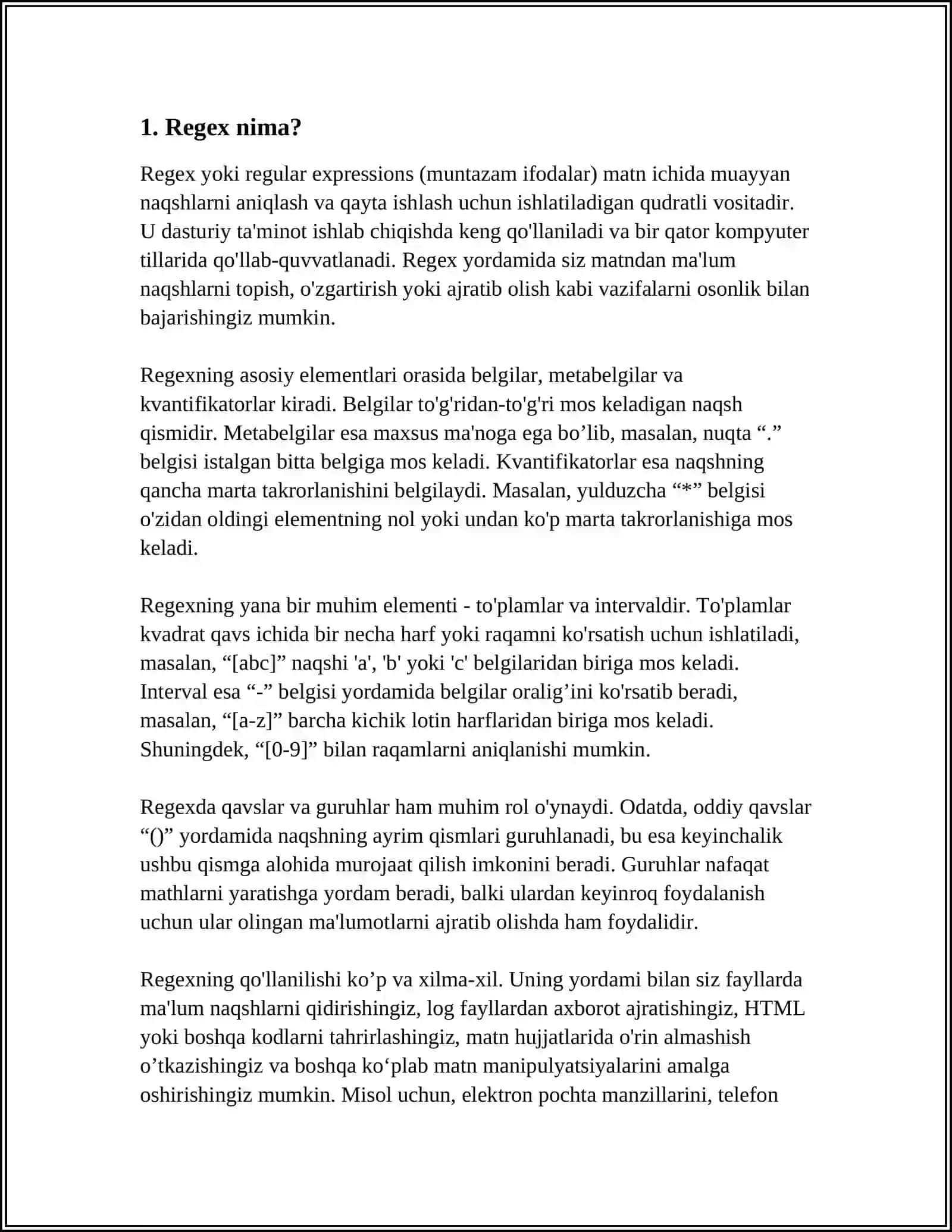PYTHONDA REGEXLAR BILAN ISHLASH 3