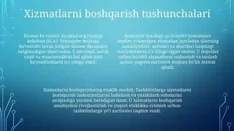 Xizmat KoʻRsatishni Boshqarish 3