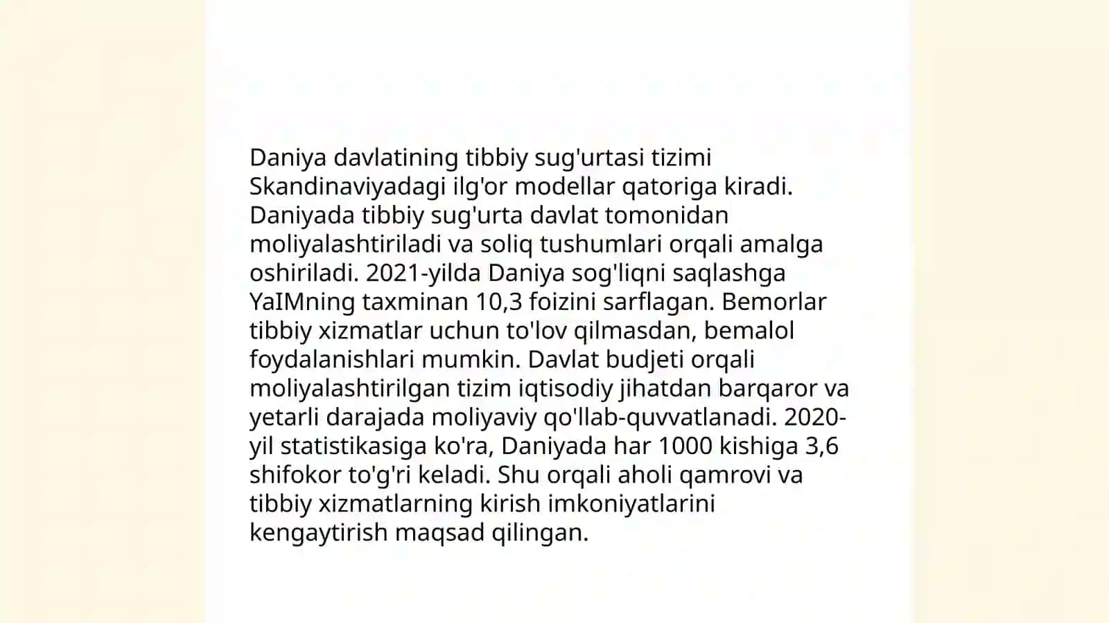 Daniya davlatining tibbiy sug’urtasi 3