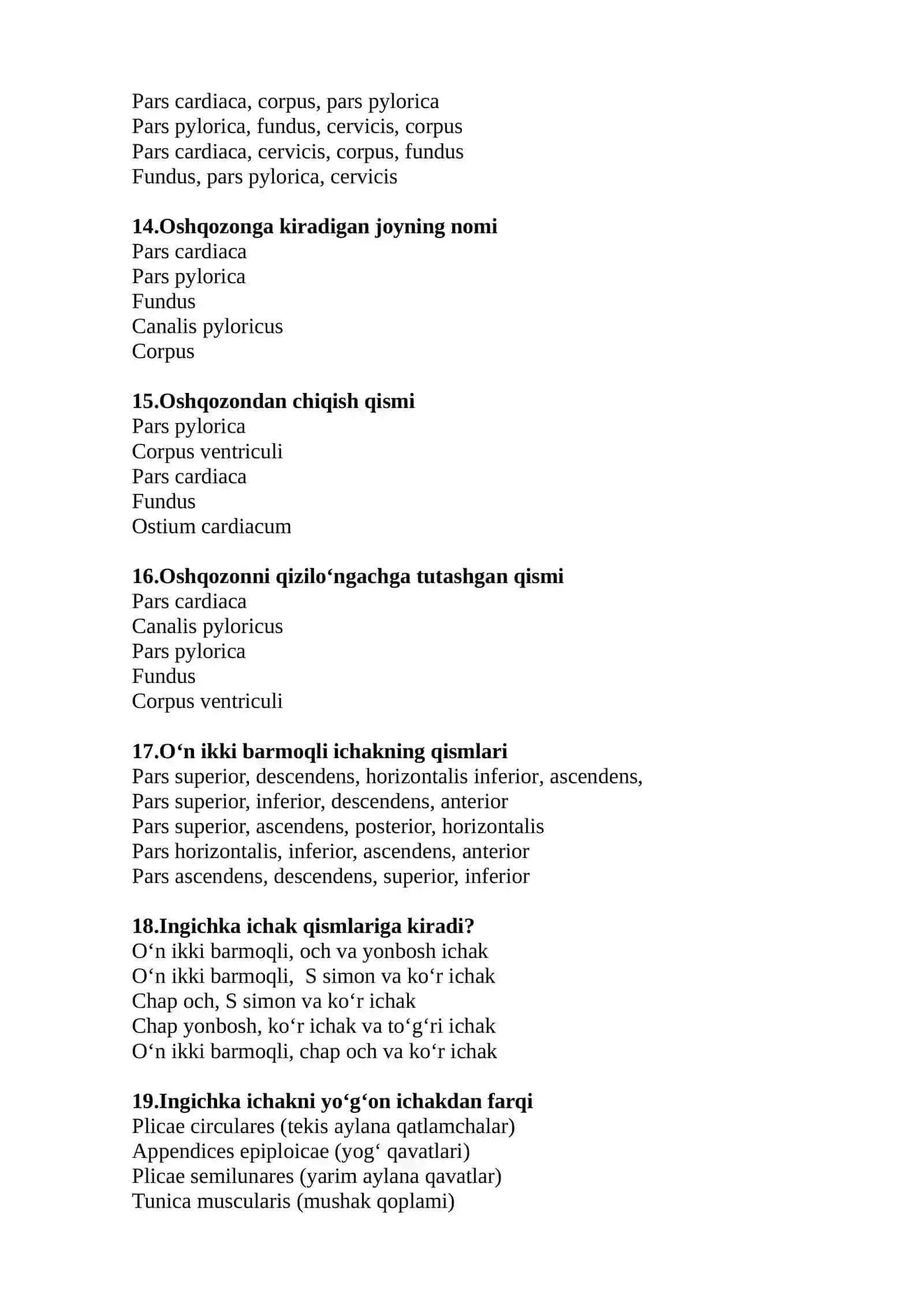 O‘ZBEK TILIDAN ODAM ANATOMIYa MODULIDAN TEST DAV/YO‘NALIShI UChUN 3