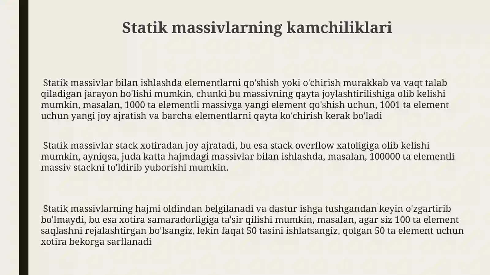 C++ dasturlashda statik massivlar 3