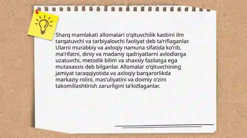 Sharq mamlakati allomalarining oʻqituvchilik kasbiga oid ilk qarashlar 3