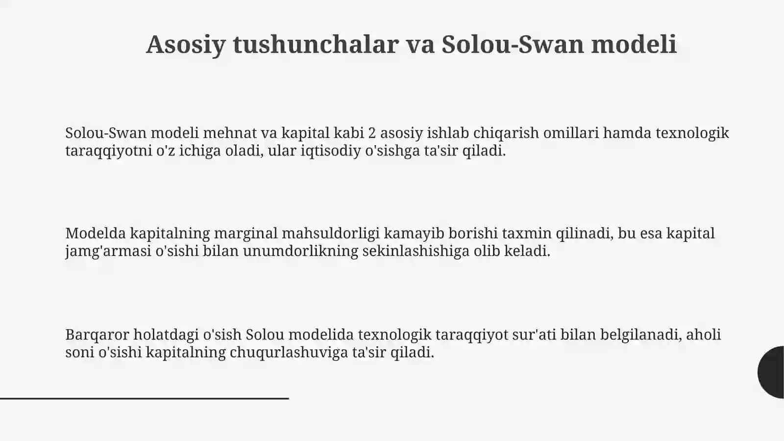 Neoklassik o'sishning neoklassik modellari 3