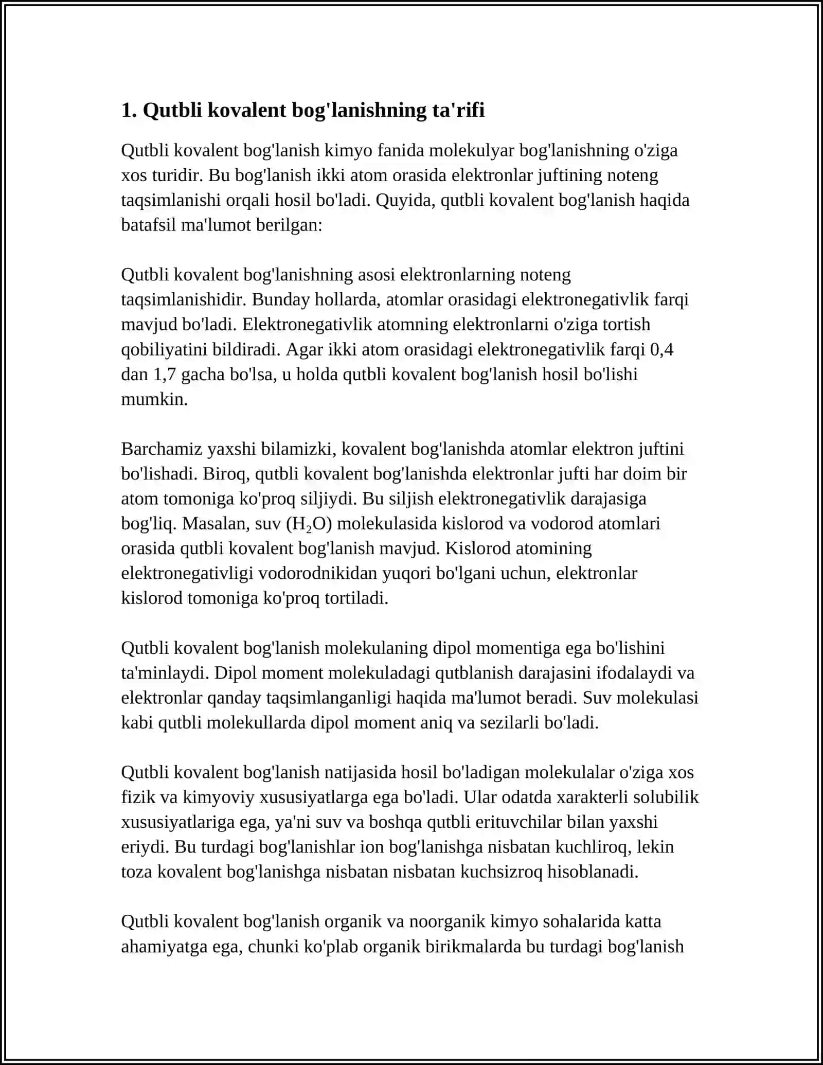 QUTBLI KOVALENT BOGʻLANISH 3