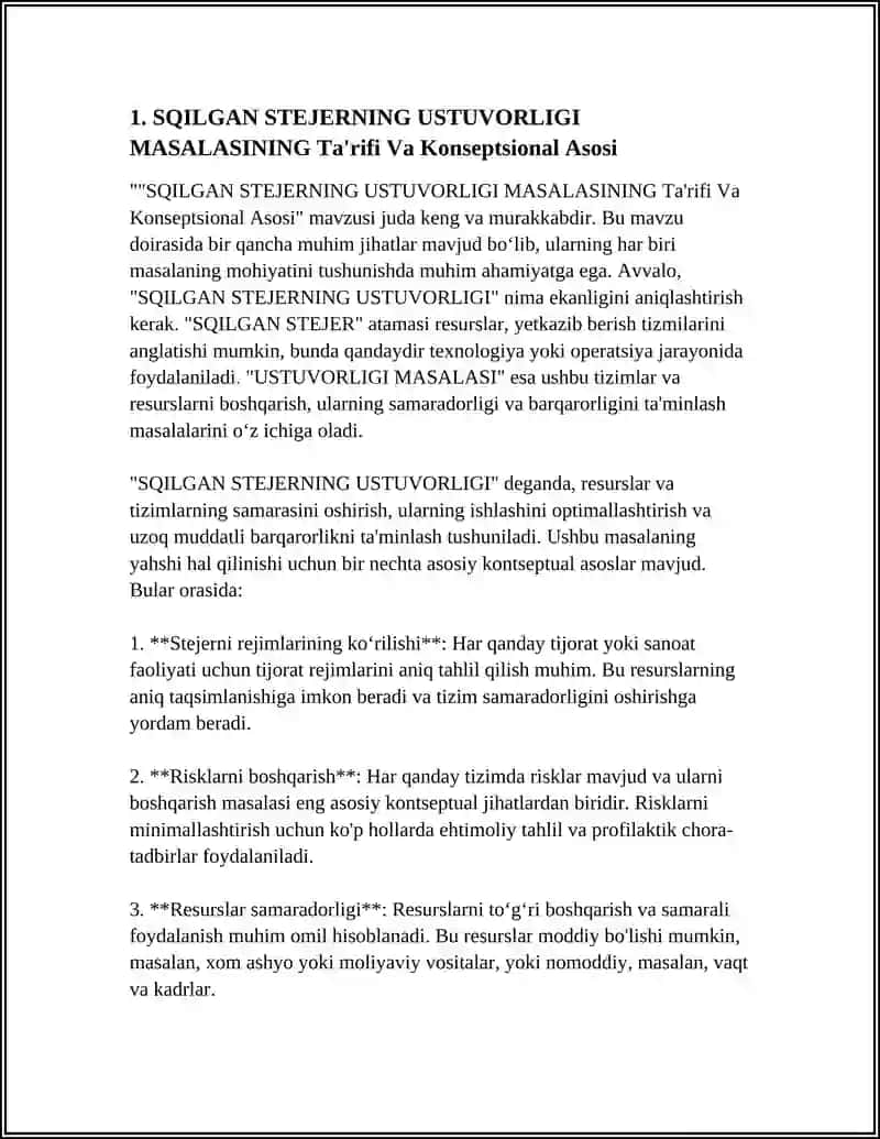 SQILGAN STEJERNING USTUVORLIGI MASALASI 3