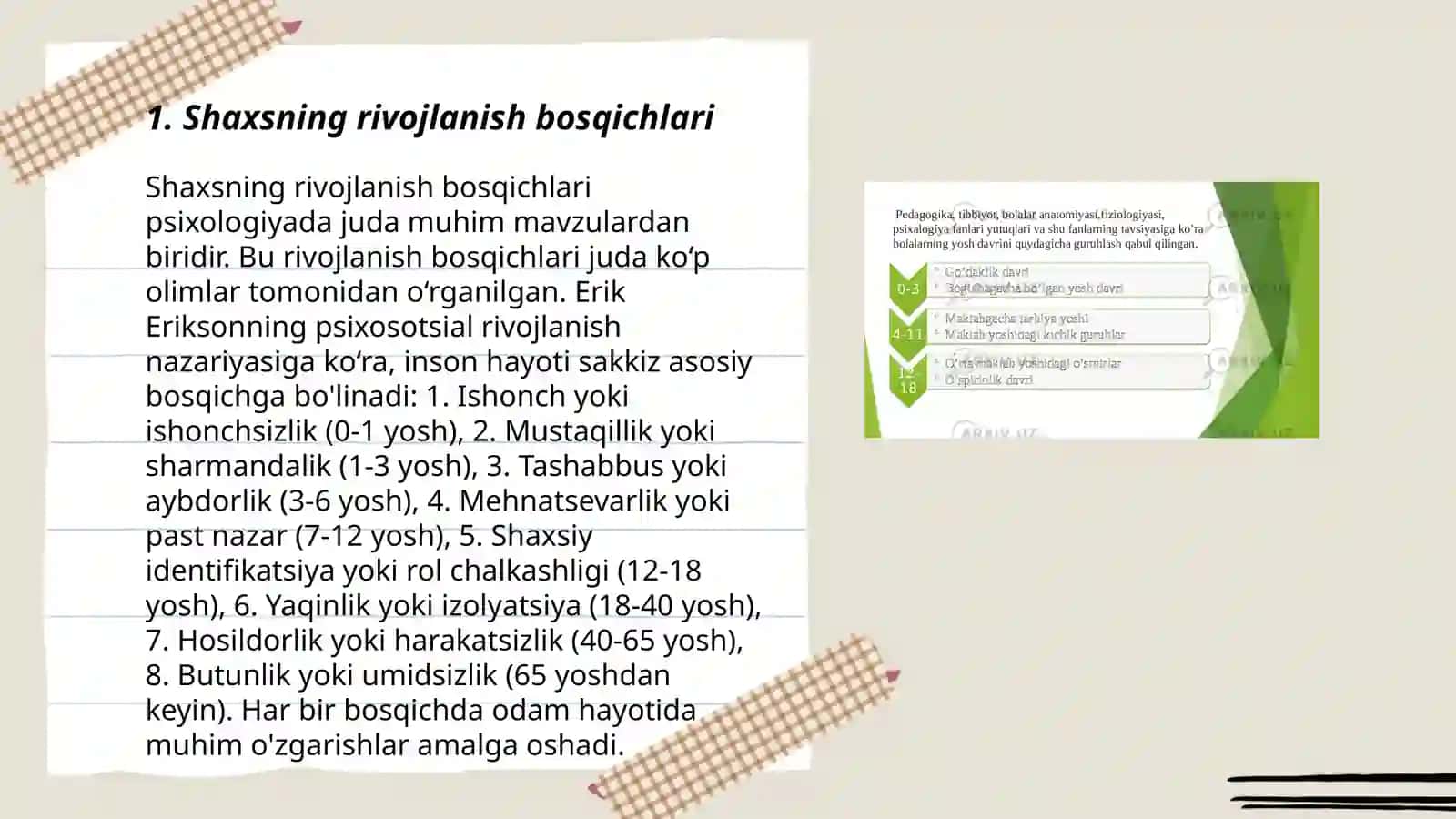 Shaxsning rivojlanish bosqichlari 3