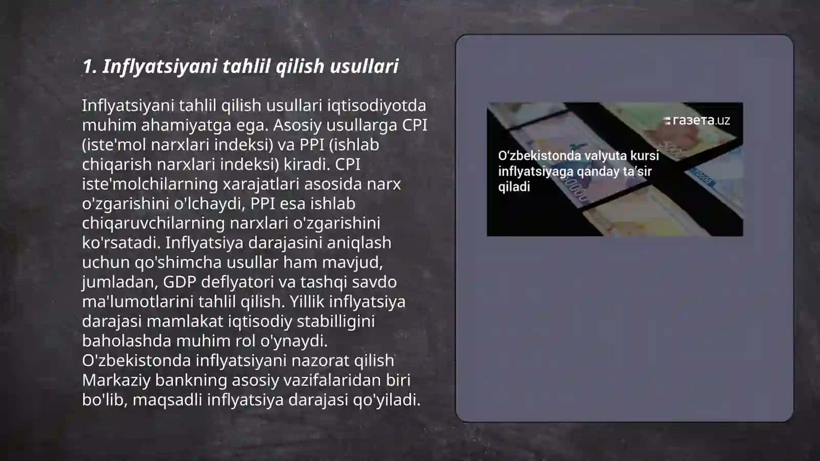 Inflyatsiyani tahlil qilish usullari 3