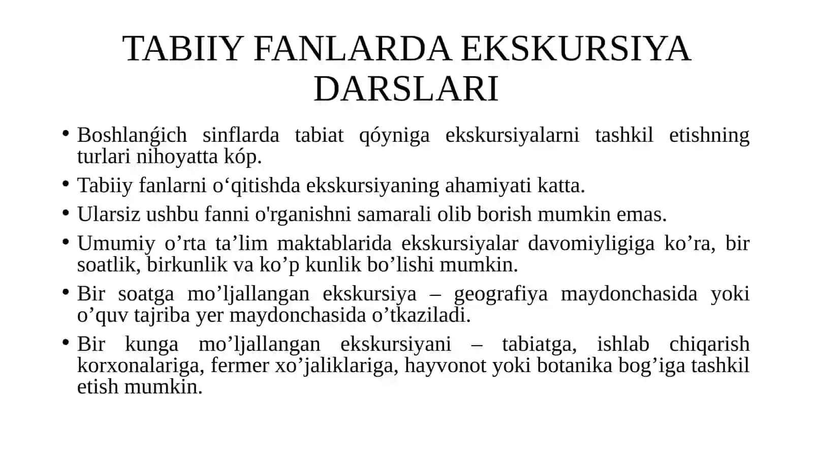 EKSKURSIYA DARSLARINI TASHKIL ETISH 3