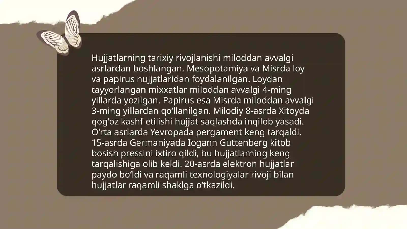 Hujjatlarni paydo bo‘lishi va tarixi 3