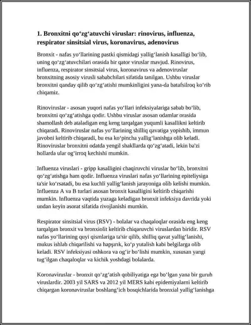 BRONXIT KASALLIGINING QO‘ZG‘ATUVCHILARI, PATOGENEZ, LABORATORIYA TASHXISI 3