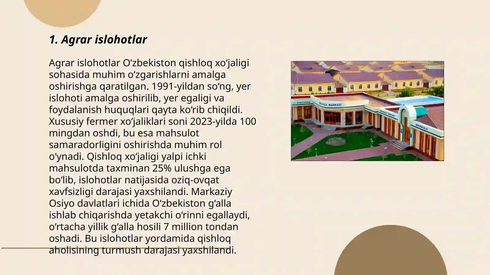 Mustaqillik yillarida qishloq xo‘jaligi va sanoat sohasidagi o‘zgarishlar 3