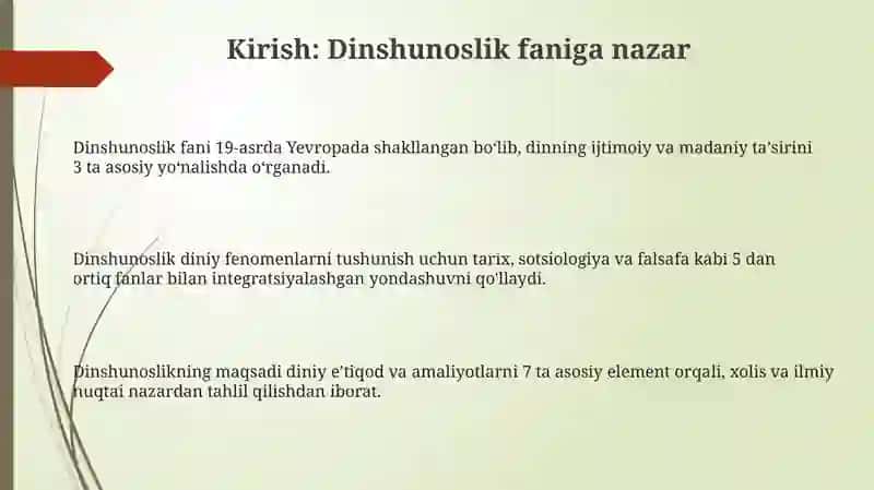Dinshunoslikning fansifatida shaklanishi 3
