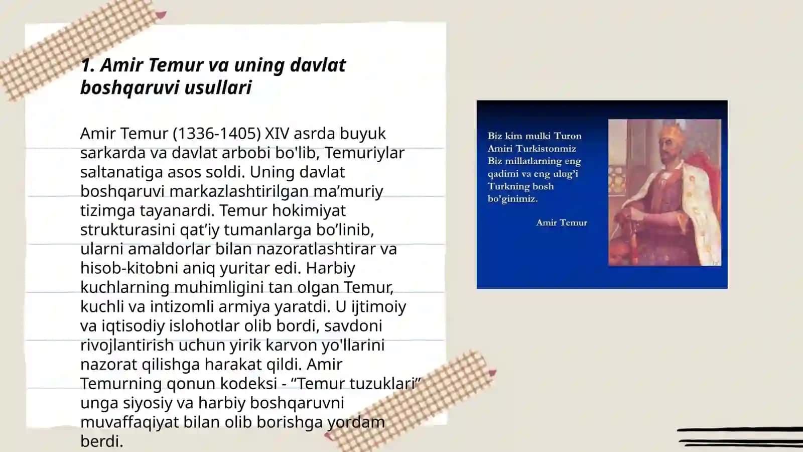 Amir Temur ulli mamleket ģayratkeri 3