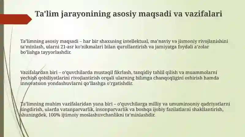 Taʼlim jarayoni asosiy kontentlari 3