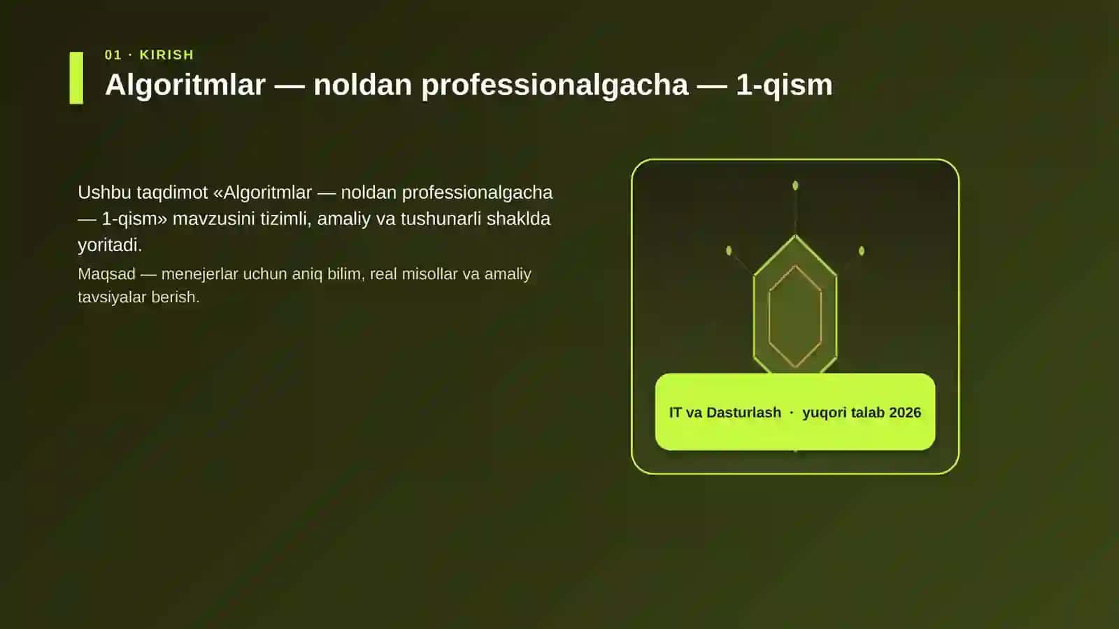 Algoritmlar — noldan professionalgacha — 1-qism 3