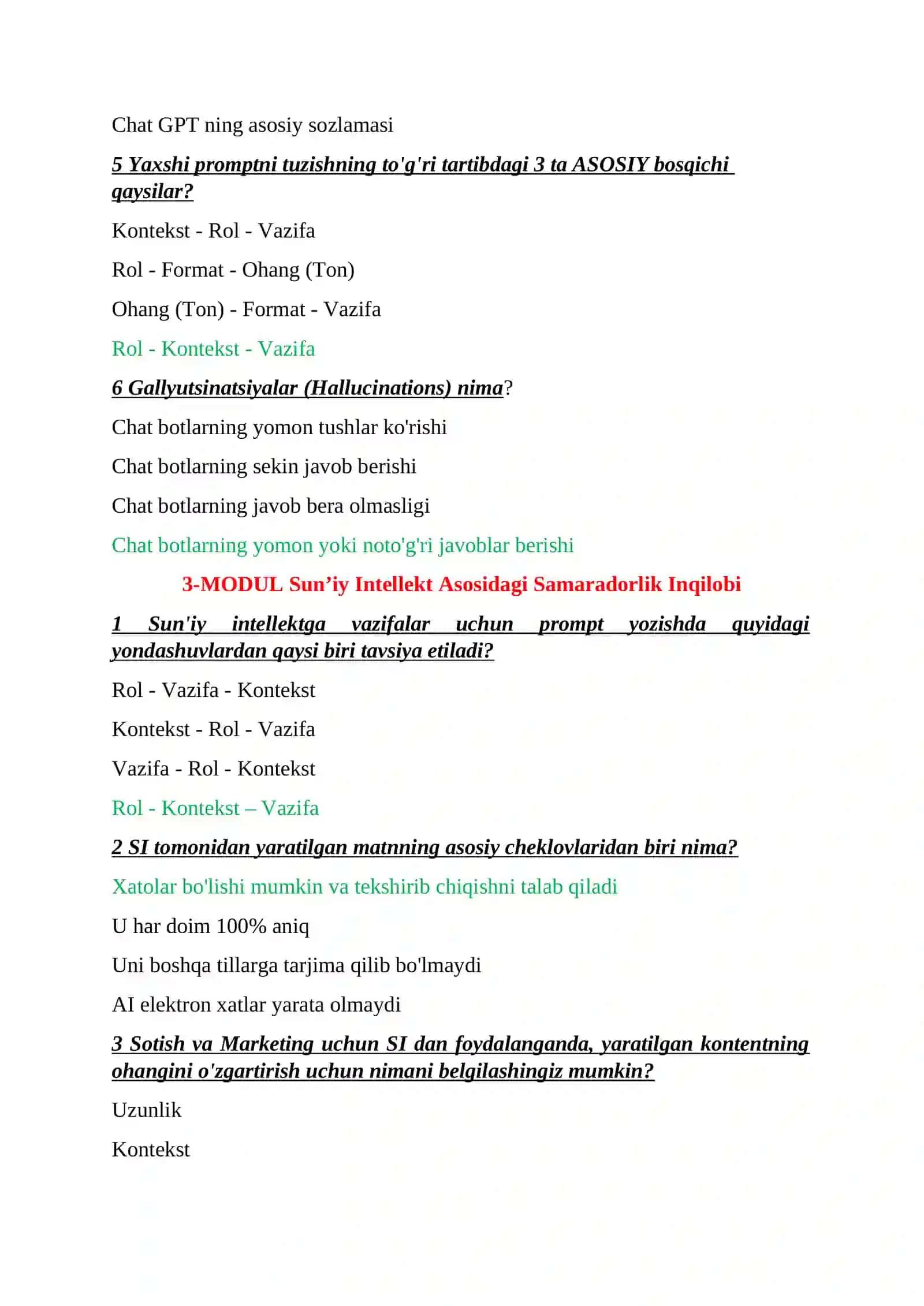 Besh million sun'iy intellekt yetakchilari 1-modul 3