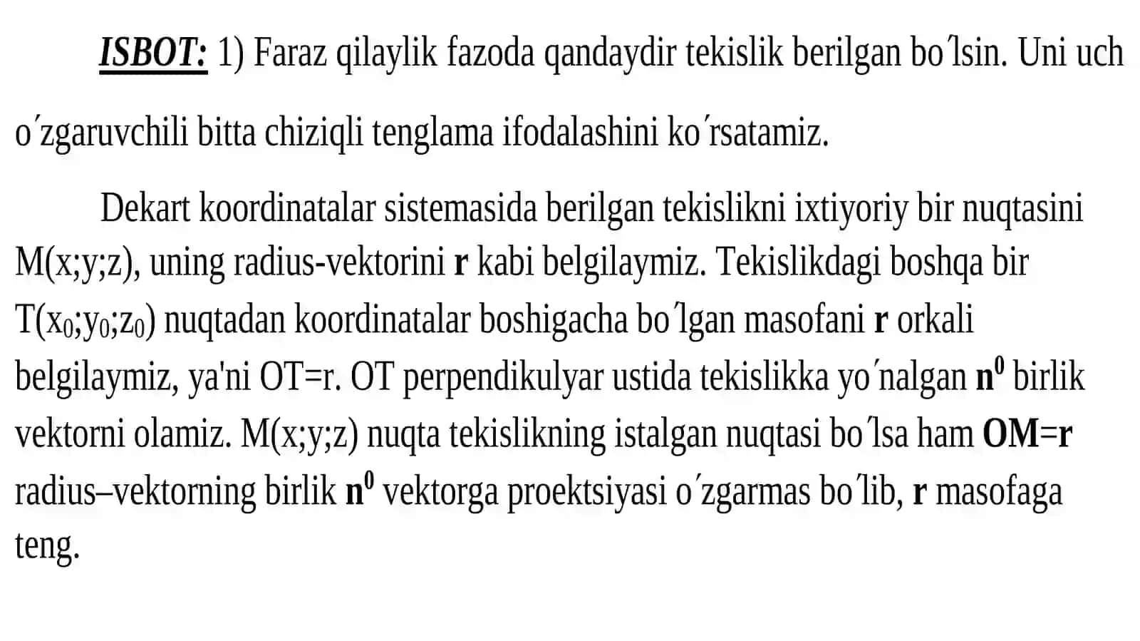 Fazoda analitik geometriya 3