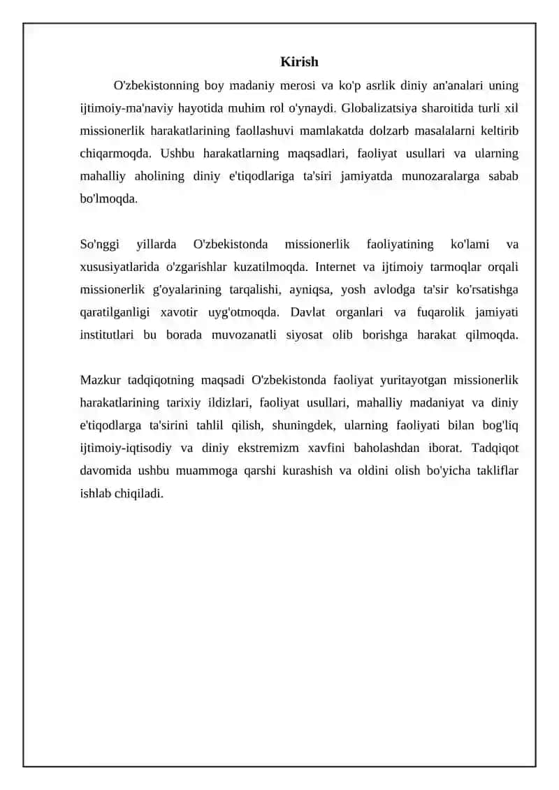 O'zbekistonda missionerlik harakatlari: Tarix, usullar va maqsadlar 3