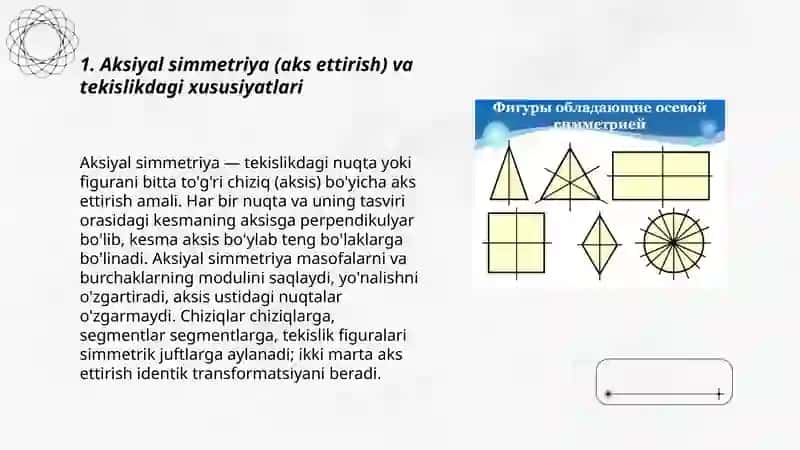 Geometrik figuralarni simmetrik almashtirish.Simmetriya metodi 3