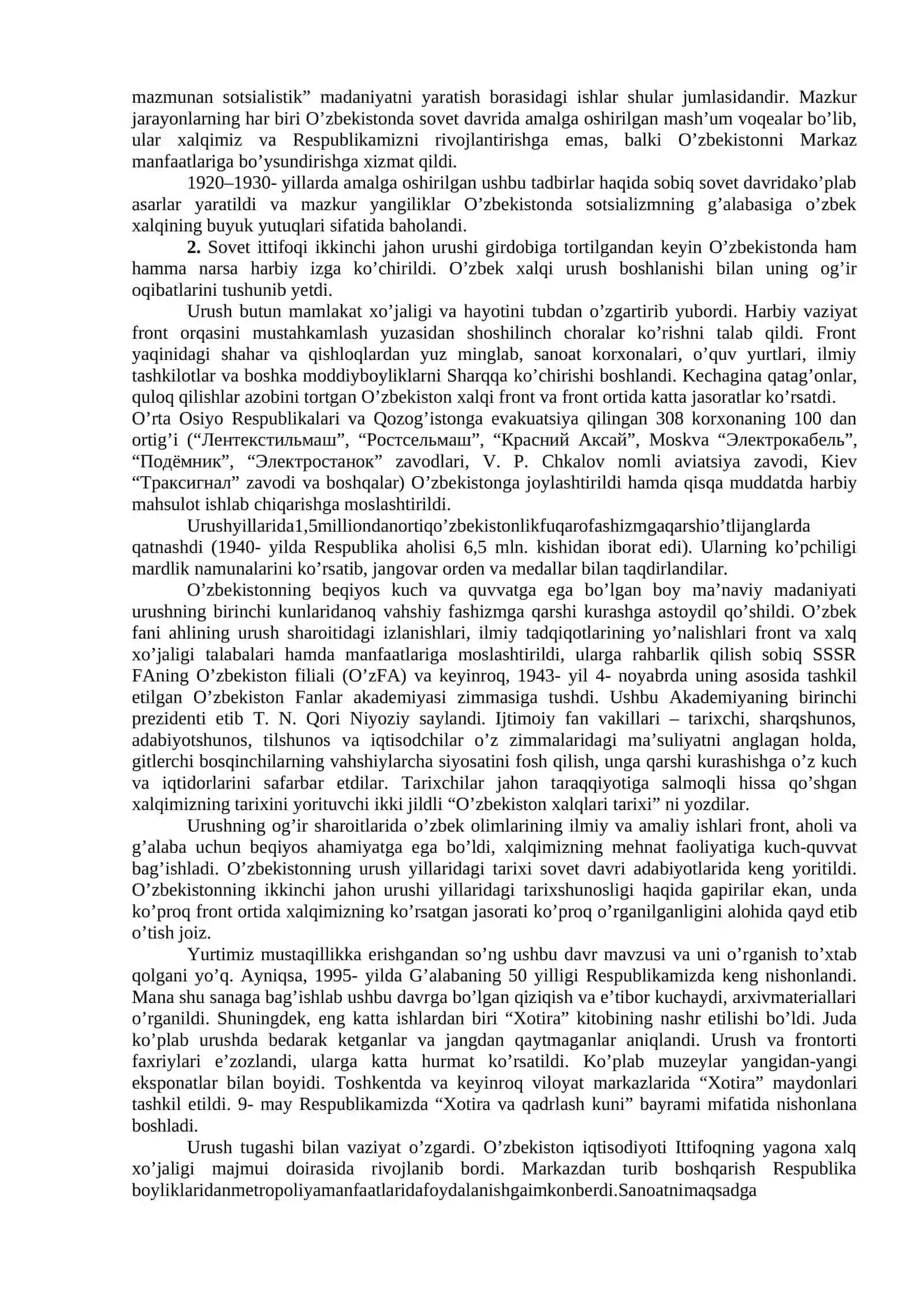 SOVET DAVRIDA O’ZBEKISTONDA TARIX FANI 3