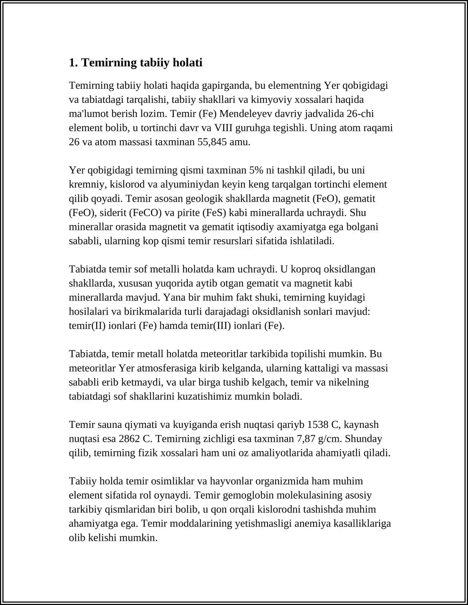 TEMIR VA UNING BIRIKMALARI OLINISH XOSALARI 3