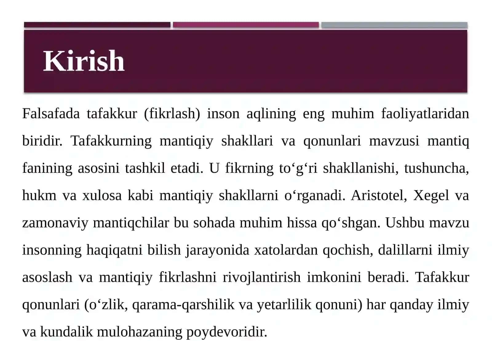 Tafakkurning Mantiqiy Shakllari va Qonunlari 3