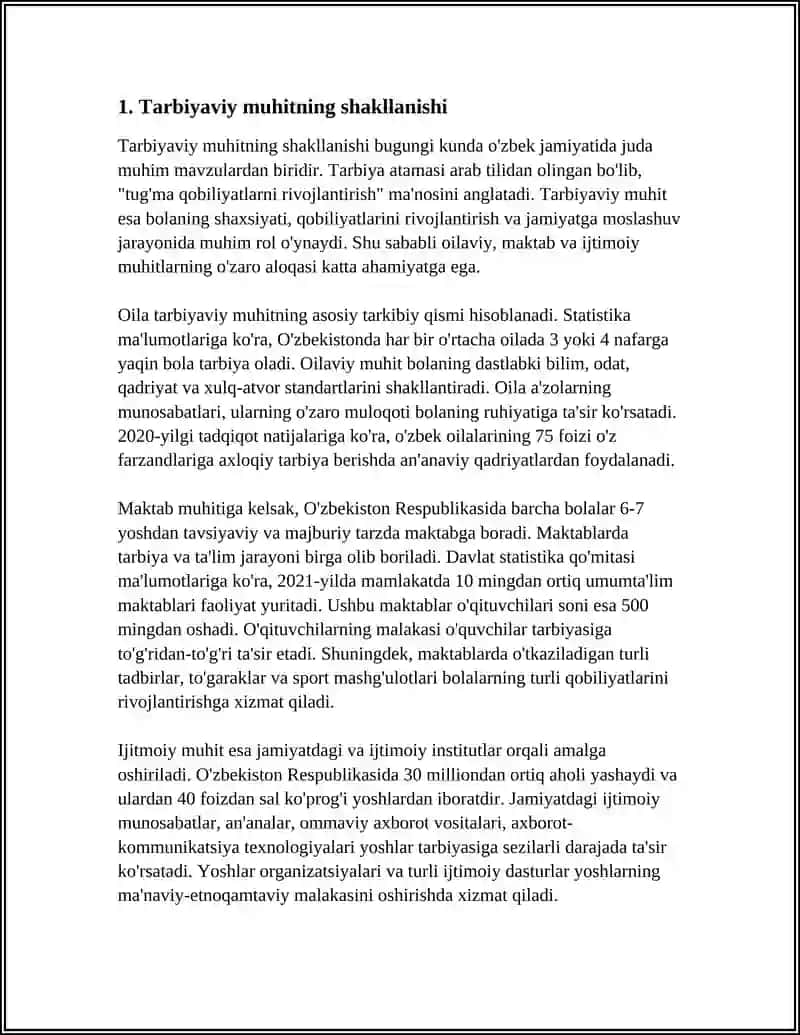 TARBIYANING O'RNI 3