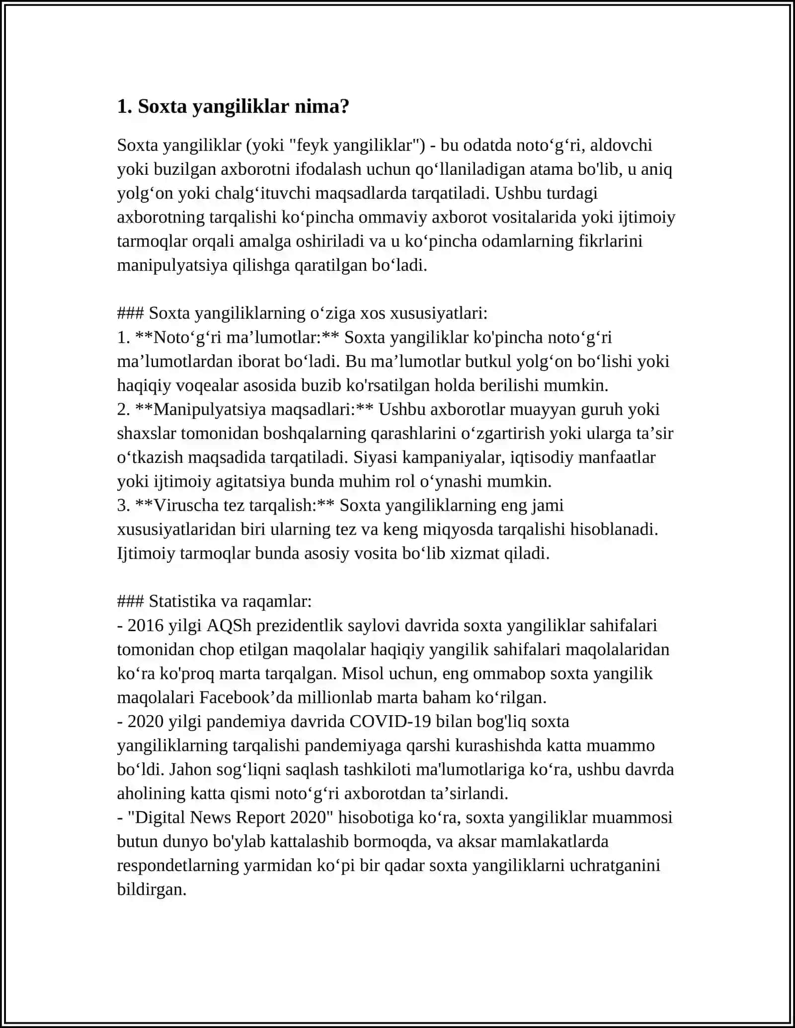SOXTA YANGILIKLAR VA DEZINFORMATSIYA 3