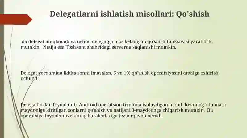 Delegatlar yordamida oddiy amallarni bajarish 3