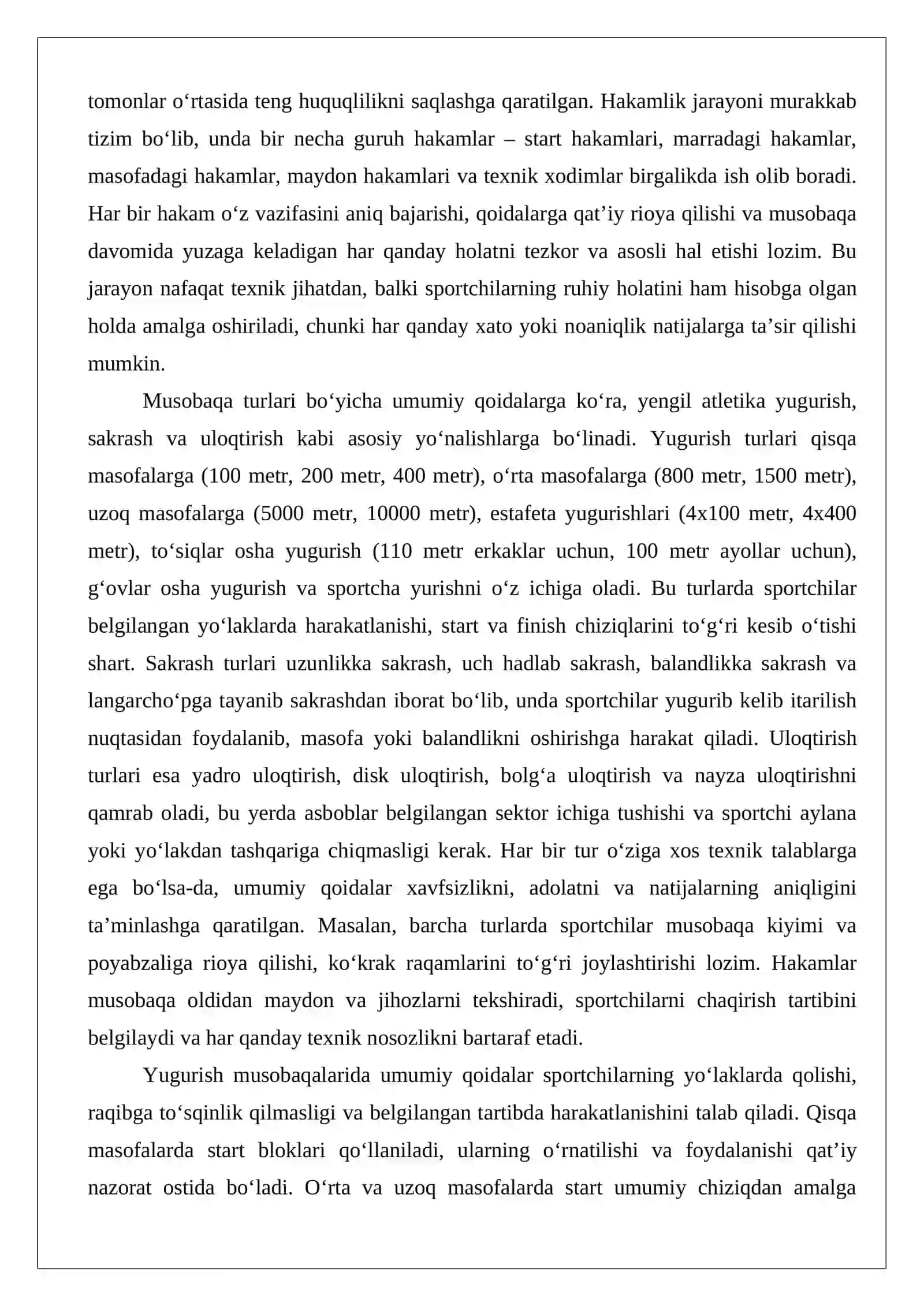 Yengil atletika musobaqalarida hakamlik qilish qoidalari 3