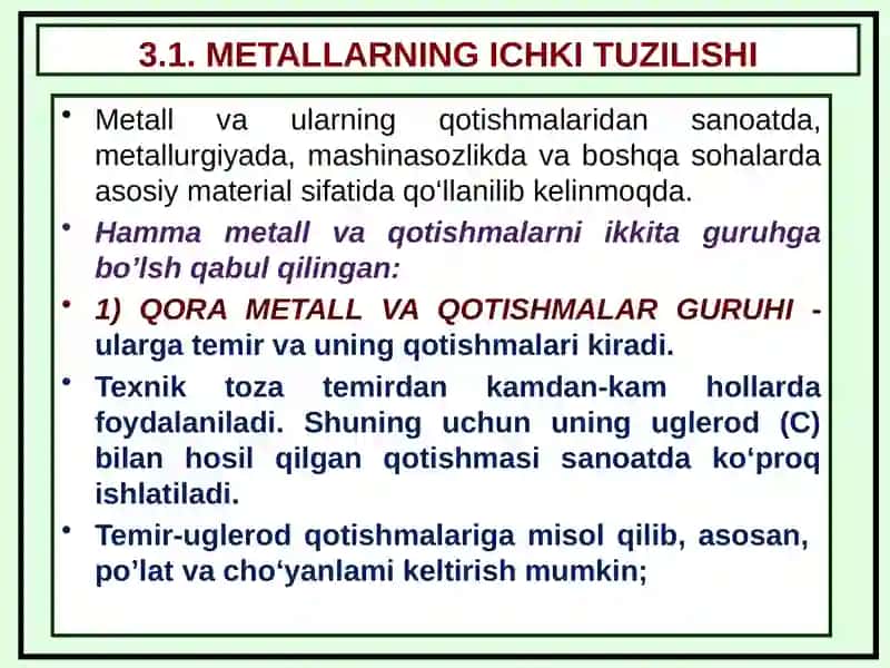 METALLARNING ICHKI TUZILISHI 3