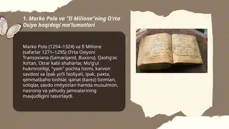 Oʻrta Osiyo haqida XVII asrgacha yozilgan Yevropa tildagi yozma maʼlumotlar 3