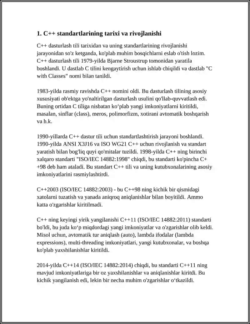 C++ TILI STANDARTLARI 3