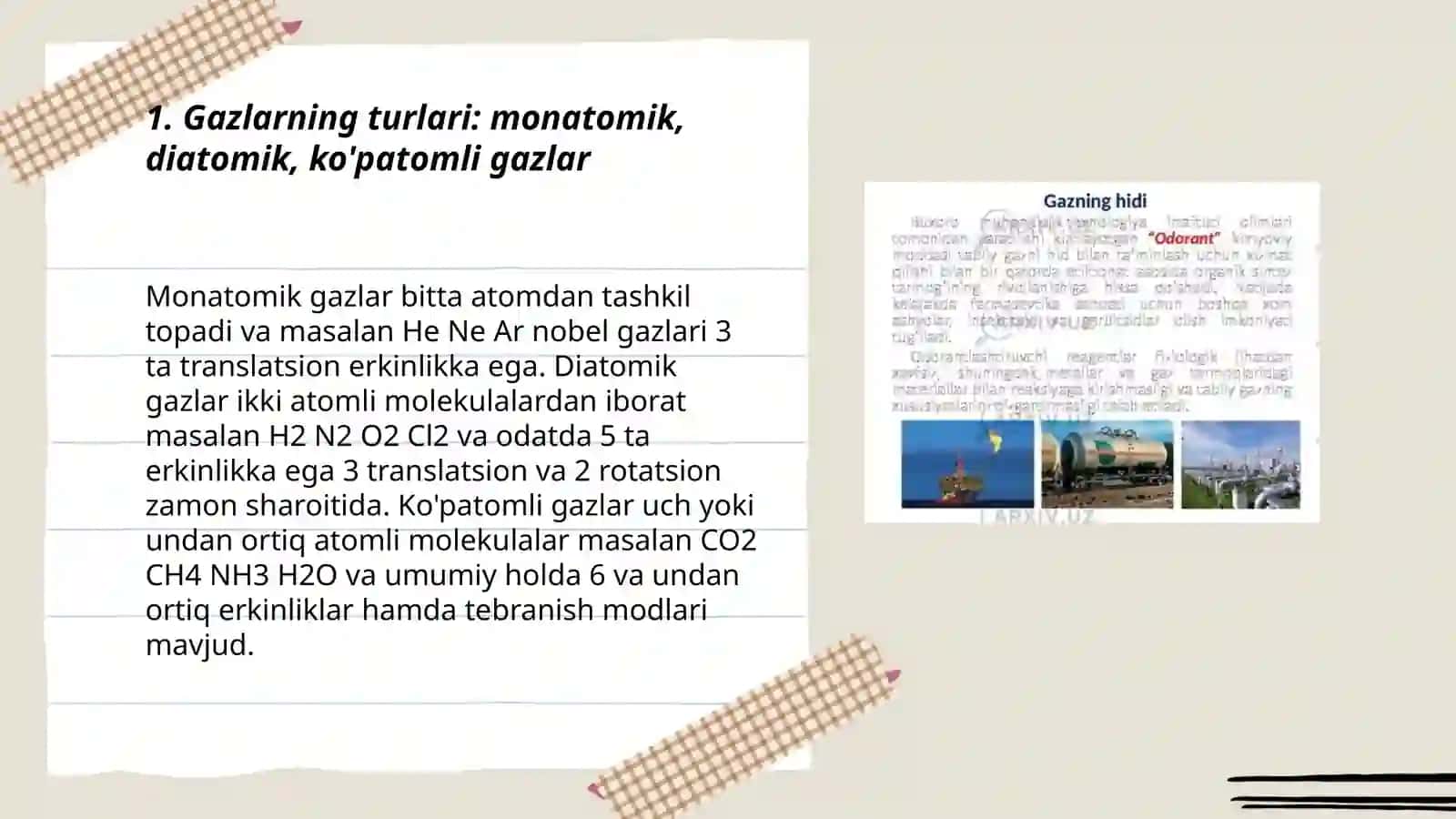 Gazlarning turlari xossalari tuzilish 3