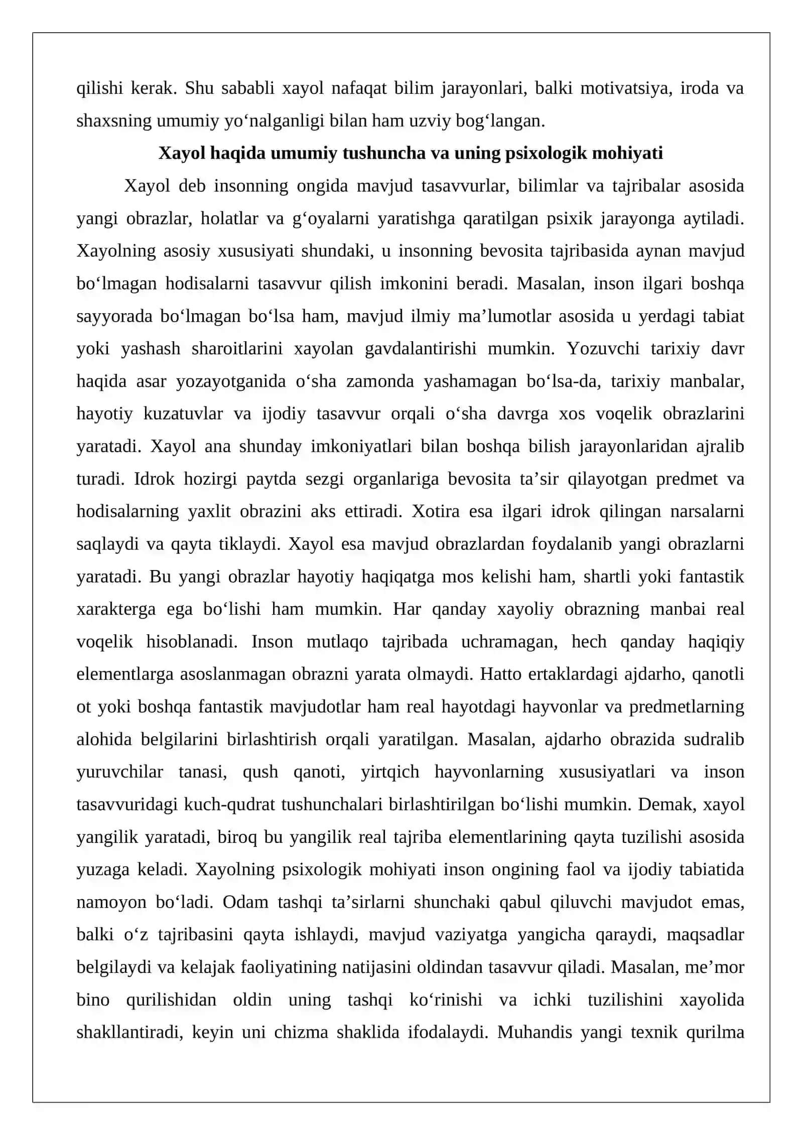Xayol haqida umumiy tushuncha 3