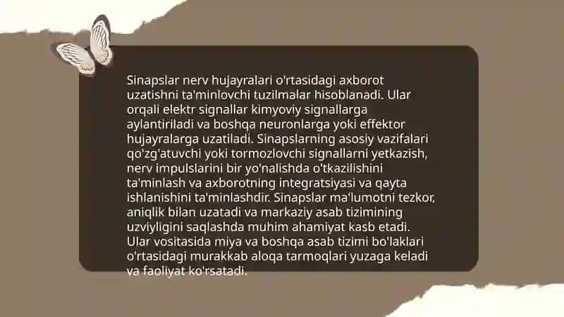 Sinapslarning turli moddalarga sezgirligi 3