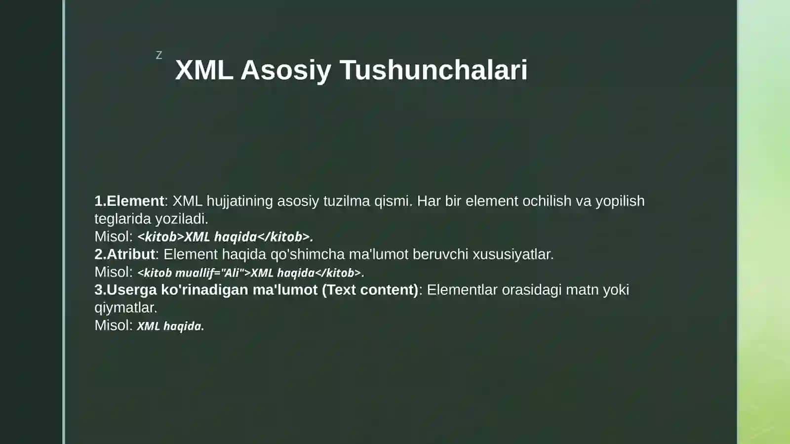 XML qidiruv asoslari. Asosiy XML tushunchalari, XML-ni qidirishdagi muammolar 3