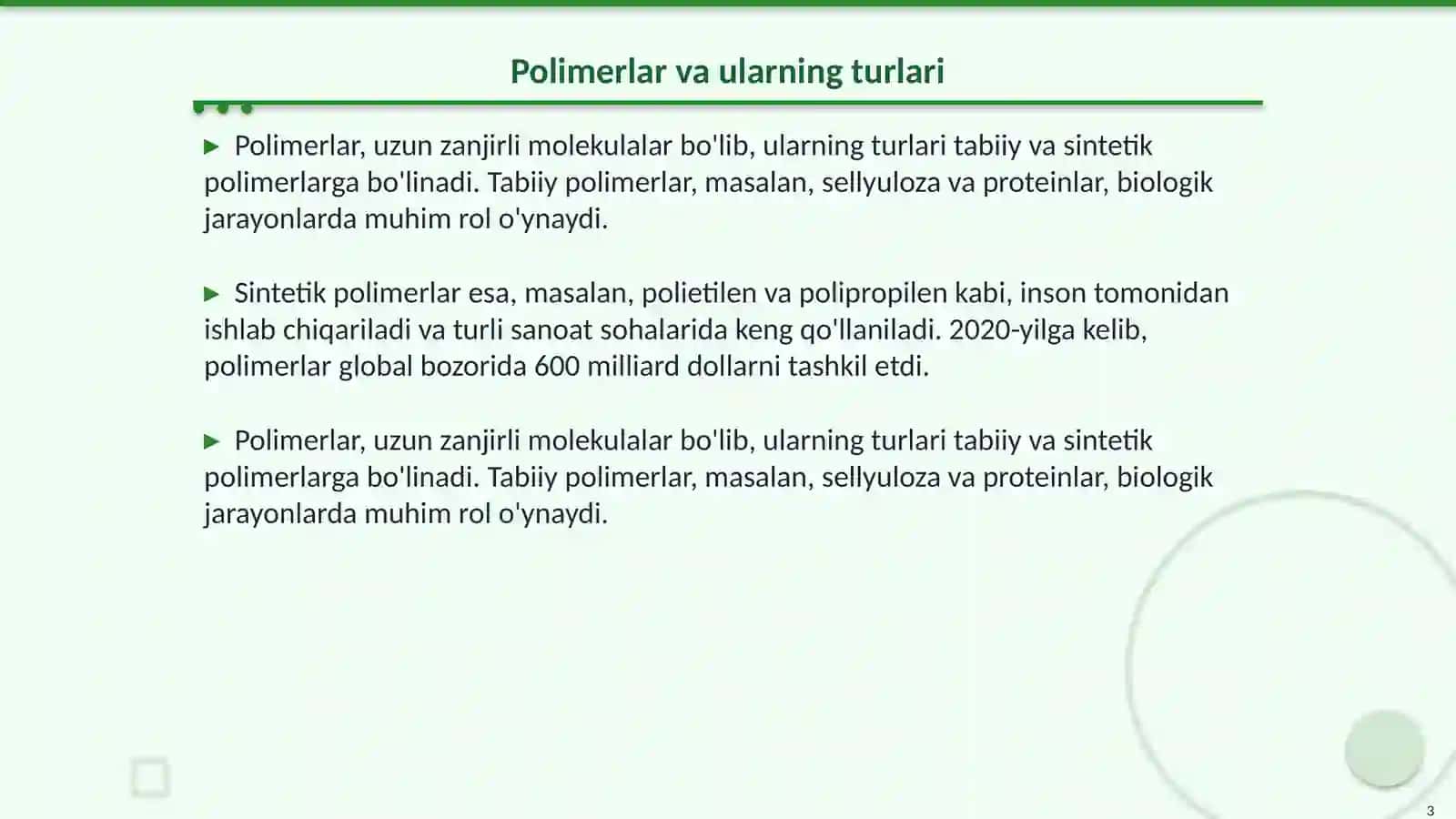 Polimeranalogik o'zgarishlar va ularning o'ziga xos xususiyatlari 3