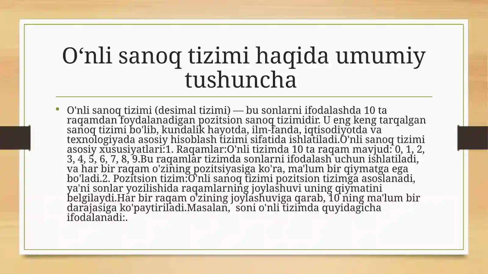 O'nli sanoq tizimi haqida umumiy tushuncha 3