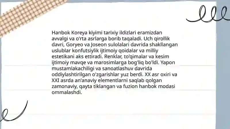 Hanbok Koreya kiyimi tarixiy ildizlari 3