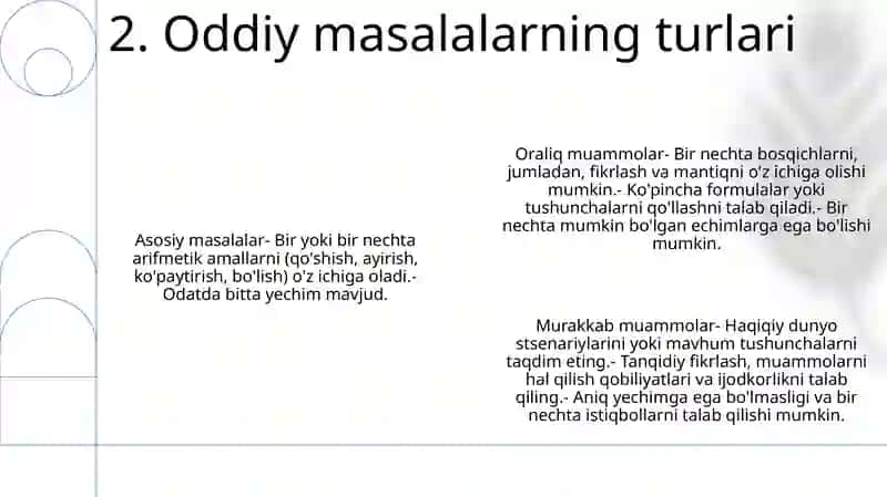 Oddiy va Murakkab Masalalar 3