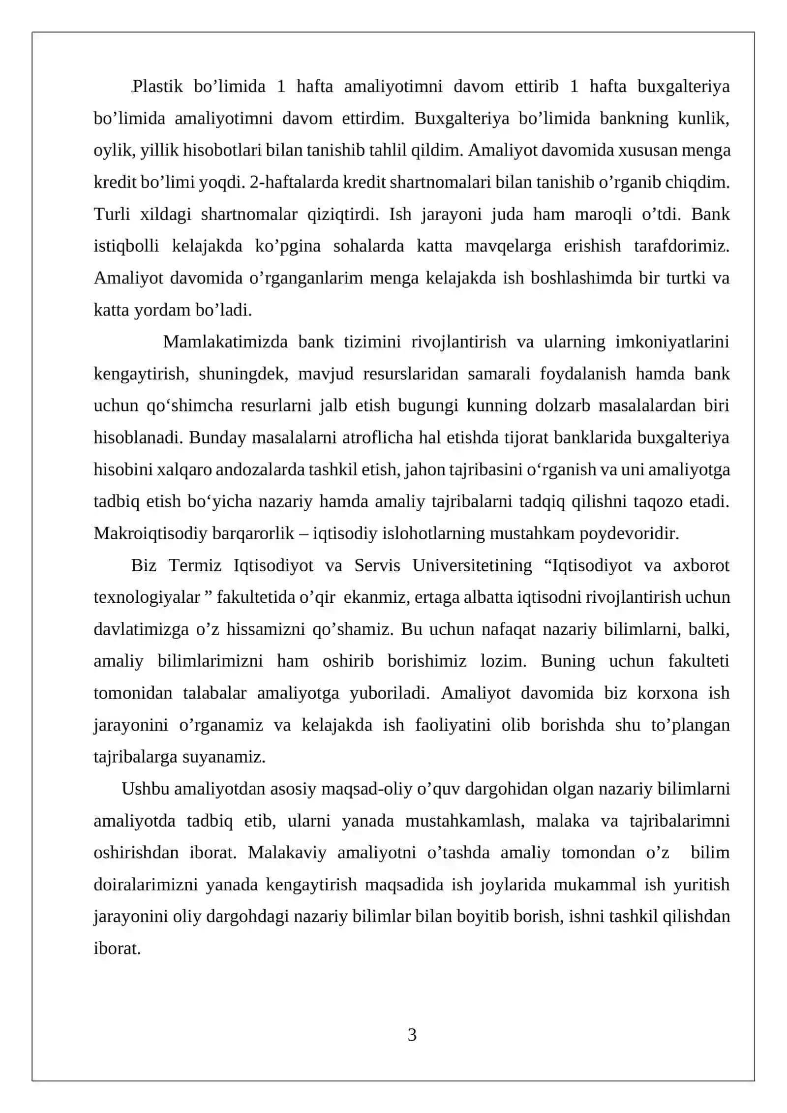 Malakaviy Amaliyot Bo‘yicha Hisoboti 3