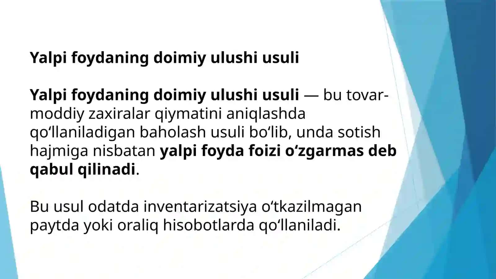 YALPI FOYDA DOIMIY ULUSHI USULI 3