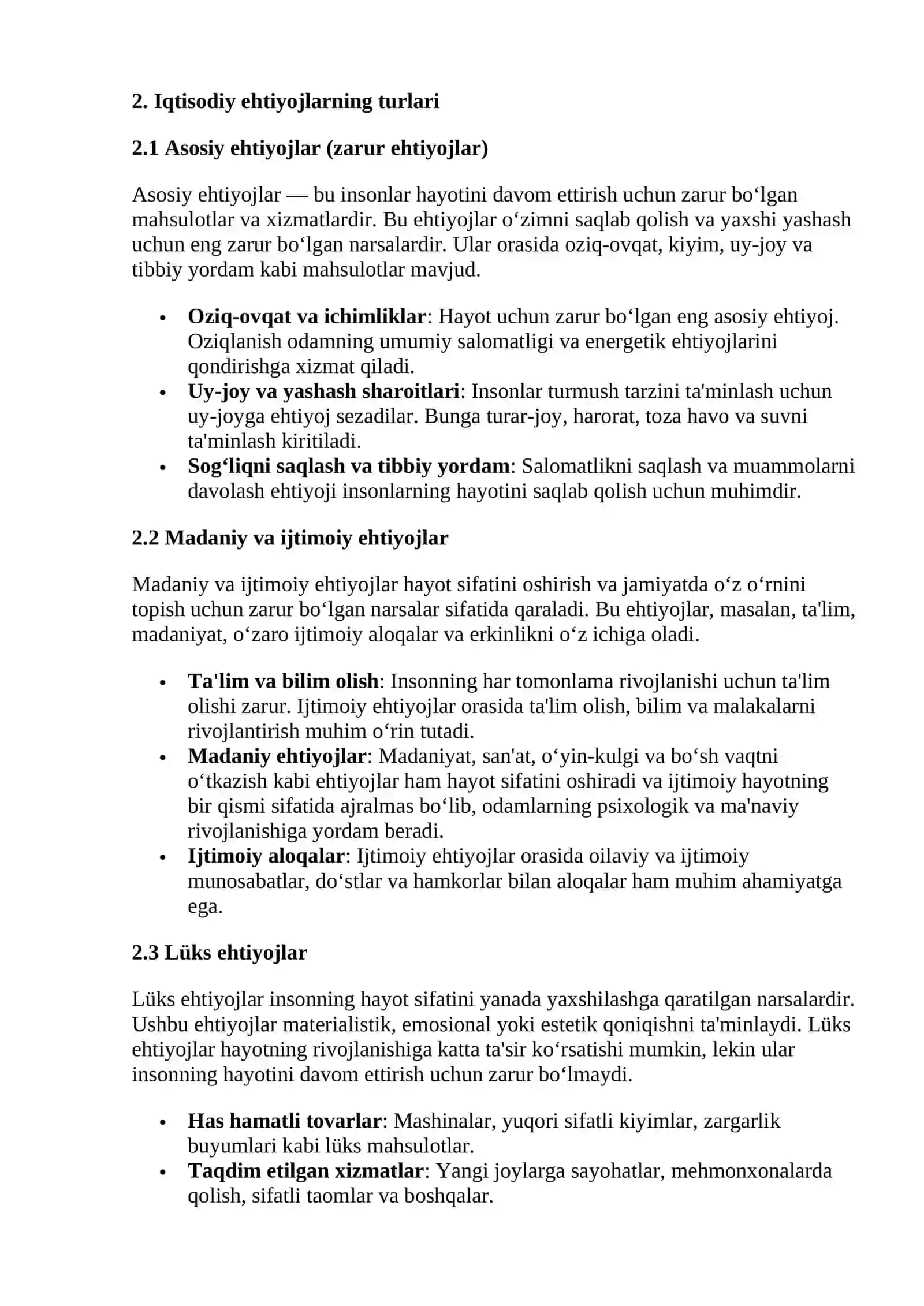 Iqtisodiy ehtiyoj tushunchasi 3