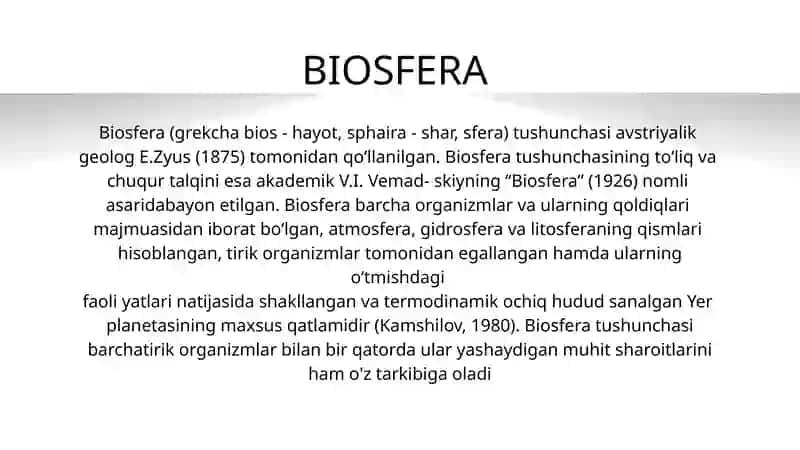 BIOSFERADA HAYVONLARNING TARQALISHI 3