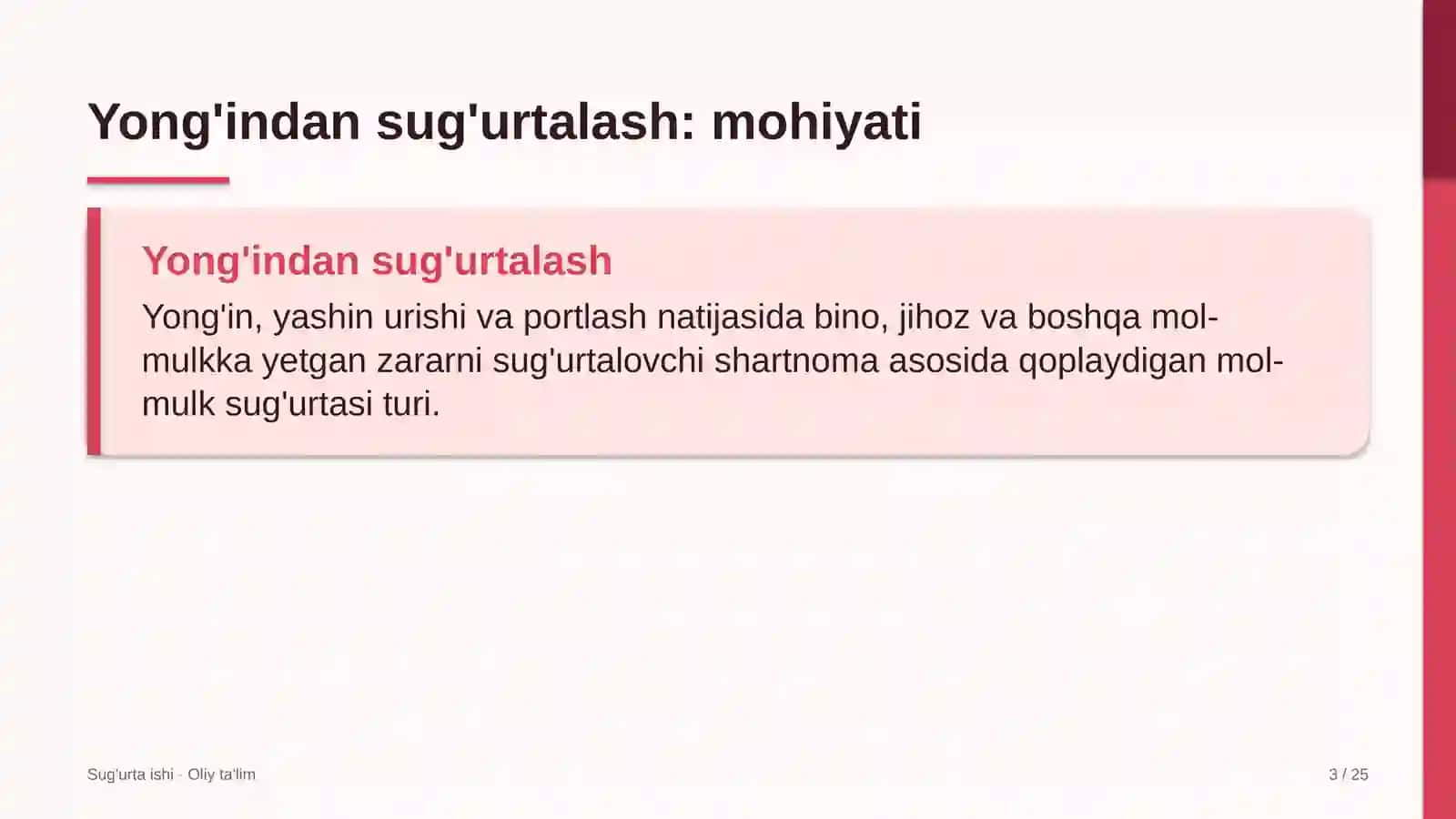 repetitorlik faoliyatida yong'indan sug'urtalash 5048 3