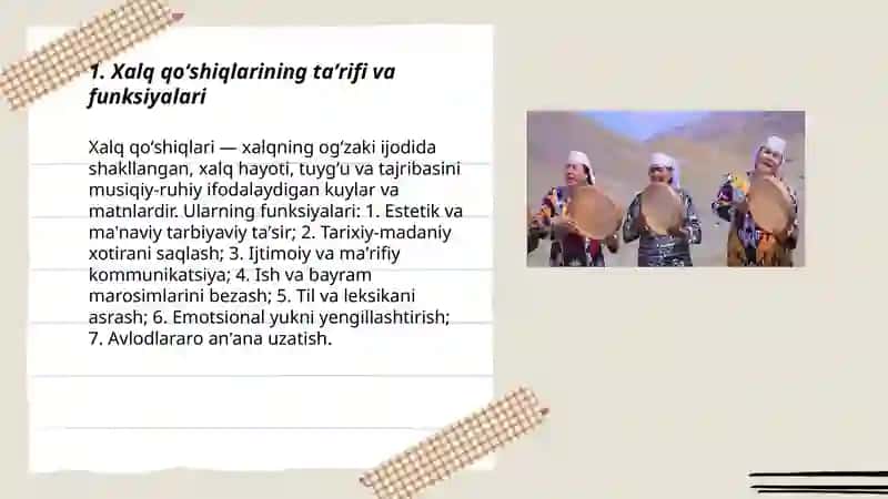 Xalq qoʻshiqlarining taʼrifi va funksiyalari 3