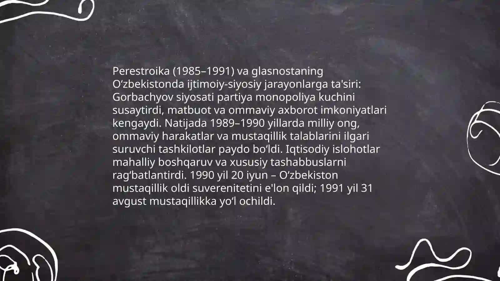 Mustaqillikka erishish arafasida Oʻzbekistondagi ijtimoiy siyosiy jarayonlar 3